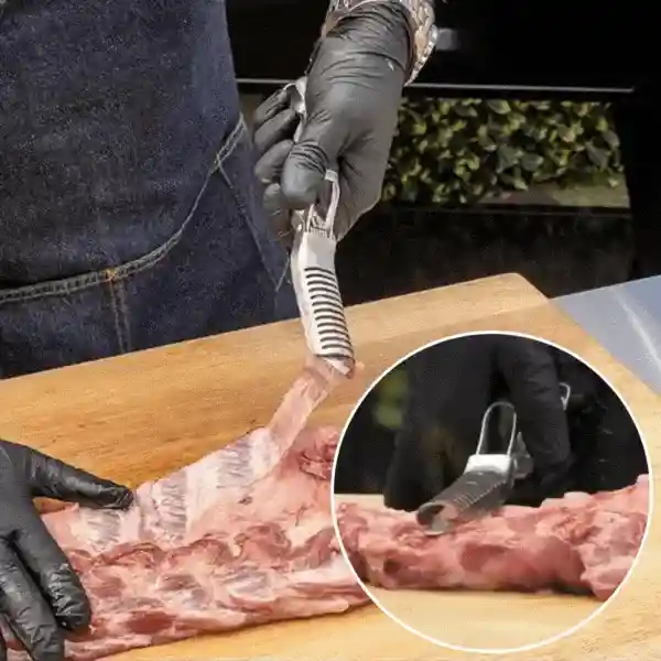 RibRemover, orodje za odstranjevanje membrane z reberc z vključeno čistilno krtačko